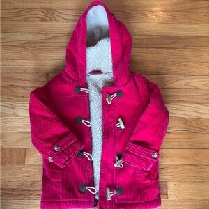 Hanna Andersson hot pink corduroy sherpa jacket‎ girls 110- 5 yrs old